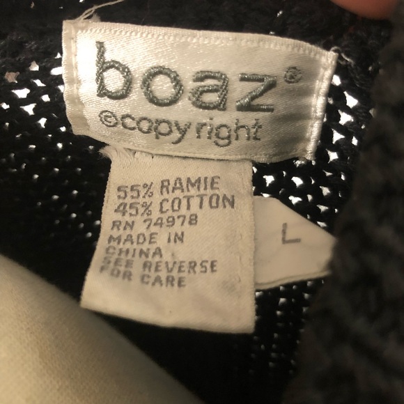 Vintage 80s BOAZ Black/Pastel Embroidered W/Pearls Sweater Ramie Cotton - Picture 2 of 7